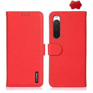 For Sony Xperia 10 IV KHAZNEH Litchi Genuine Leather Phone Case(Red)