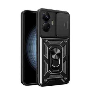For Realme 10 Pro+ 5G Sliding Camera Cover Design Phone Case(Black)
