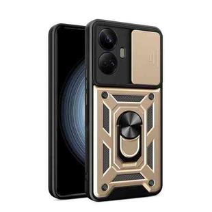 For Realme 10 Pro+ 5G Sliding Camera Cover Design Phone Case(Gold)