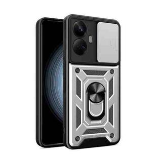 For Realme 10 Pro+ 5G Sliding Camera Cover Design Phone Case(Silver)