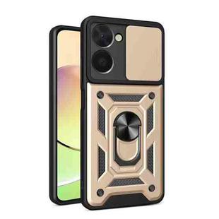 For Realme C33 4G Sliding Camera Cover Design Phone Case(Gold)