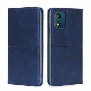 For Motorola Moto E13 4G Cow Texture Magnetic Horizontal Flip Leather Phone Case(Blue)