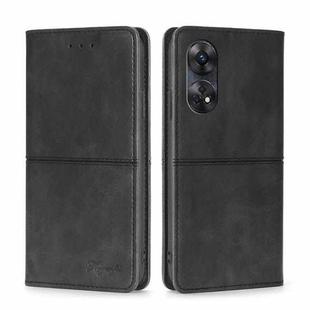 For OPPO Reno8 T 4G Cow Texture Magnetic Horizontal Flip Leather Phone Case(Black)