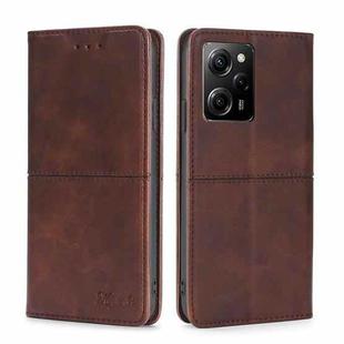 For Xiaomi Poco X5 Pro / Redmi Note 12 Pro Speed Cow Texture Magnetic Horizontal Flip Leather Phone Case(Dark Brown)