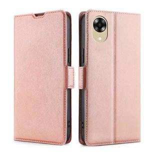 For OPPO A17k Ultra-thin Voltage Side Buckle Horizontal Flip Leather Phone Case(Rose Gold)