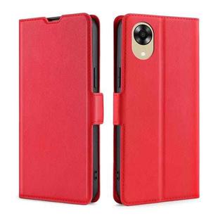 For OPPO A17k Ultra-thin Voltage Side Buckle Horizontal Flip Leather Phone Case(Red)