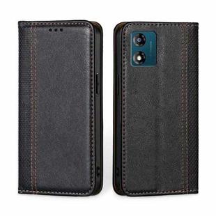 For Motorola Moto E13 4G Grid Texture Magnetic Flip Leather Phone Case(Black)