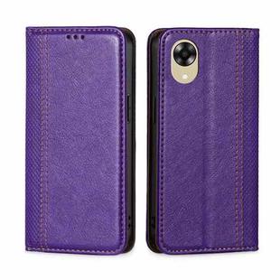 For OPPO A17k Grid Texture Magnetic Flip Leather Phone Case(Purple)