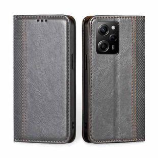 For Xiaomi Poco X5 Pro / Redmi Note 12 Pro Speed Grid Texture Magnetic Flip Leather Phone Case(Grey)