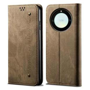 For Honor X40 Denim Texture Leather Phone Case(Khaki)