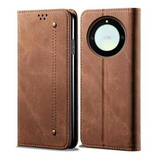 For Honor X40 Denim Texture Leather Phone Case(Brown)