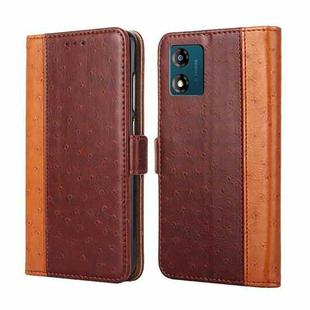 For Motorola Moto E13 4G Ostrich Texture Flip Leather Phone Case(Brown)