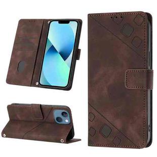 For iPhone 14 Skin-feel Embossed Leather Phone Case(Brown)