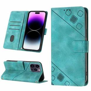 For iPhone 14 Pro Skin-feel Embossed Leather Phone Case(Green)