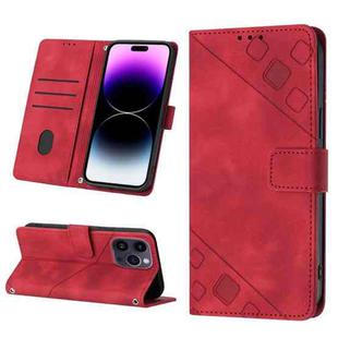 For iPhone 14 Pro Skin-feel Embossed Leather Phone Case(Red)