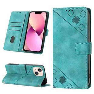 For iPhone 13 mini Skin-feel Embossed Leather Phone Case(Green)