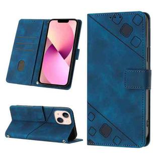 For iPhone 13 mini Skin-feel Embossed Leather Phone Case(Blue)