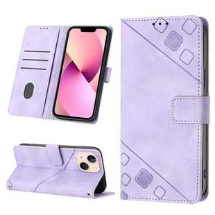For iPhone 13 Skin-feel Embossed Leather Phone Case(Light Purple)