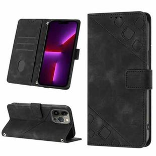 For iPhone 13 Pro Max Skin-feel Embossed Leather Phone Case(Black)