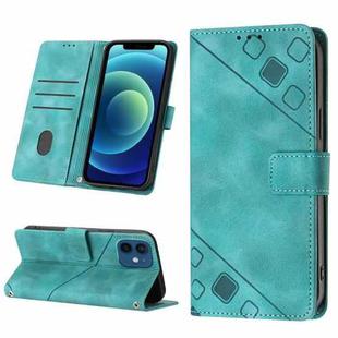 For iPhone 12 / 12 Pro Skin-feel Embossed Leather Phone Case(Green)