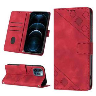For iPhone 12 Pro Max Skin-feel Embossed Leather Phone Case(Red)