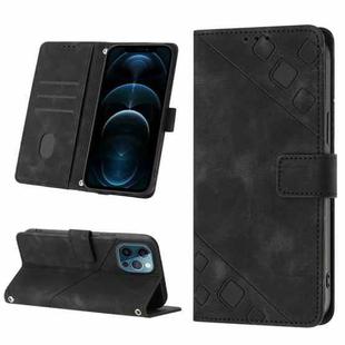 For iPhone 12 Pro Max Skin-feel Embossed Leather Phone Case(Black)