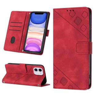 For iPhone 11 Skin-feel Embossed Leather Phone Case(Red)