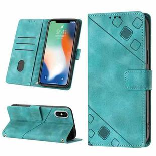 For iPhone X / XS Skin-feel Embossed Leather Phone Case(Green)