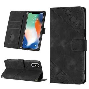 For iPhone X / XS Skin-feel Embossed Leather Phone Case(Black)