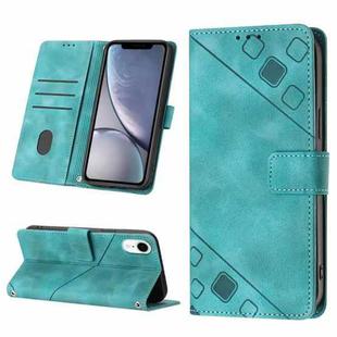 For iPhone XR Skin-feel Embossed Leather Phone Case(Green)