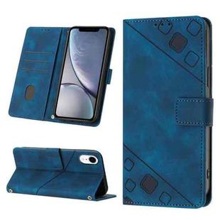 For iPhone XR Skin-feel Embossed Leather Phone Case(Blue)