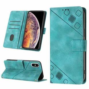 For iPhone XS Max Skin-feel Embossed Leather Phone Case(Green)