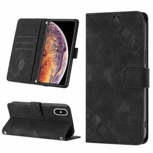 For iPhone XS Max Skin-feel Embossed Leather Phone Case(Black)