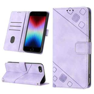 For iPhone SE 2022 / 2020 / 7 / 8 Skin-feel Embossed Leather Phone Case(Light Purple)