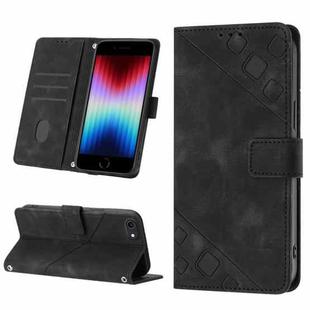 For iPhone SE 2022 / 2020 / 7 / 8 Skin-feel Embossed Leather Phone Case(Black)