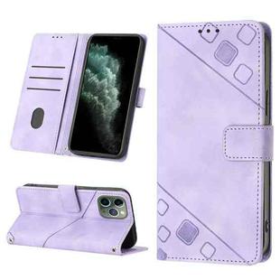 For iPhone 11 Pro Skin-feel Embossed Leather Phone Case(Light Purple)