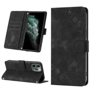 For iPhone 11 Pro Skin-feel Embossed Leather Phone Case(Black)