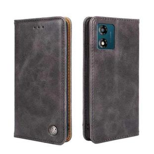 For Motorola Moto E13 4G Non-Magnetic Retro Texture Leather Phone Case(Grey)