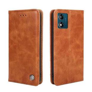 For Motorola Moto E13 4G Non-Magnetic Retro Texture Leather Phone Case(Brown)