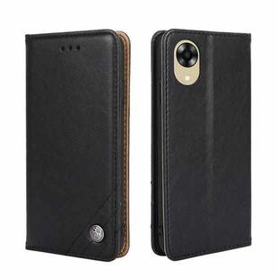 For OPPO A17k Non-Magnetic Retro Texture Leather Phone Case(Black)