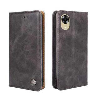 For OPPO A17k Non-Magnetic Retro Texture Leather Phone Case(Grey)