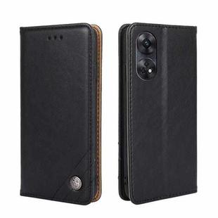 For OPPO Reno8 T 4G Non-Magnetic Retro Texture Leather Phone Case(Black)