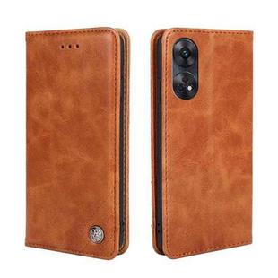 For OPPO Reno8 T 4G Non-Magnetic Retro Texture Leather Phone Case(Brown)