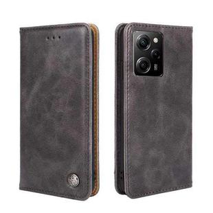 For Xiaomi Poco X5 Pro / Redmi Note 12 Pro Speed Non-Magnetic Retro Texture Leather Phone Case(Grey)