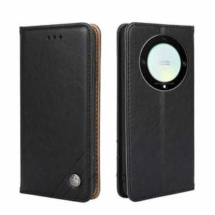 For Honor X9a 5G Non-Magnetic Retro Texture Leather Phone Case(Black)