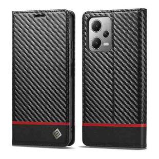 For Xiaomi Poco X5 Pro/Redmi Note 12 Pro 5G LC.IMEEKE Carbon Fiber Texture Flip Leather Phone Case(Horizontal Black)