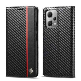 For Xiaomi Poco X5/Redmi Note 12 5G LC.IMEEKE Carbon Fiber Texture Flip Leather Phone Case(Vertical Black)