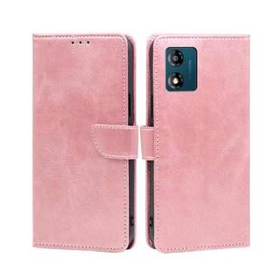 For Motorola Moto E13 4G Calf Texture Buckle Flip Leather Phone Case(Rose Gold)