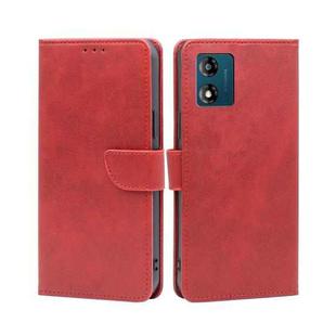 For Motorola Moto E13 4G Calf Texture Buckle Flip Leather Phone Case(Red)
