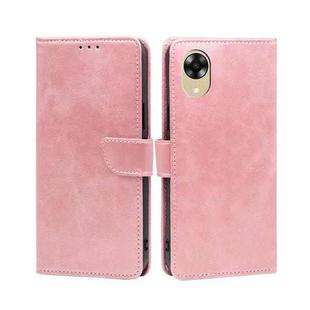 For OPPO A17k Calf Texture Buckle Flip Leather Phone Case(Rose Gold)